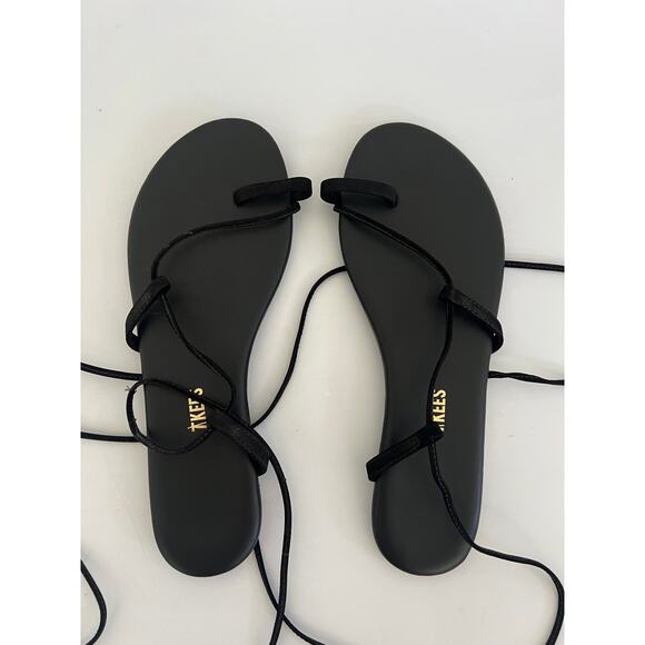 TKEES Jo Black Strappy Flip Flop Sandals Womens Size US 9 EUR 40 - Picture 1 of 11
